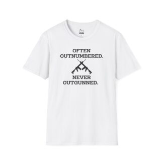 "Often Outnumbered. Never Outgunned" Unisex Softstyle T-Shirt