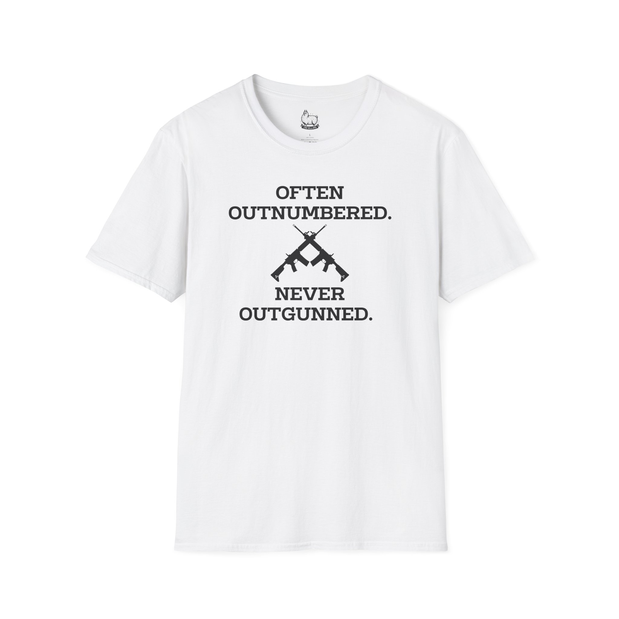 "Often Outnumbered. Never Outgunned" Unisex Softstyle T-Shirt